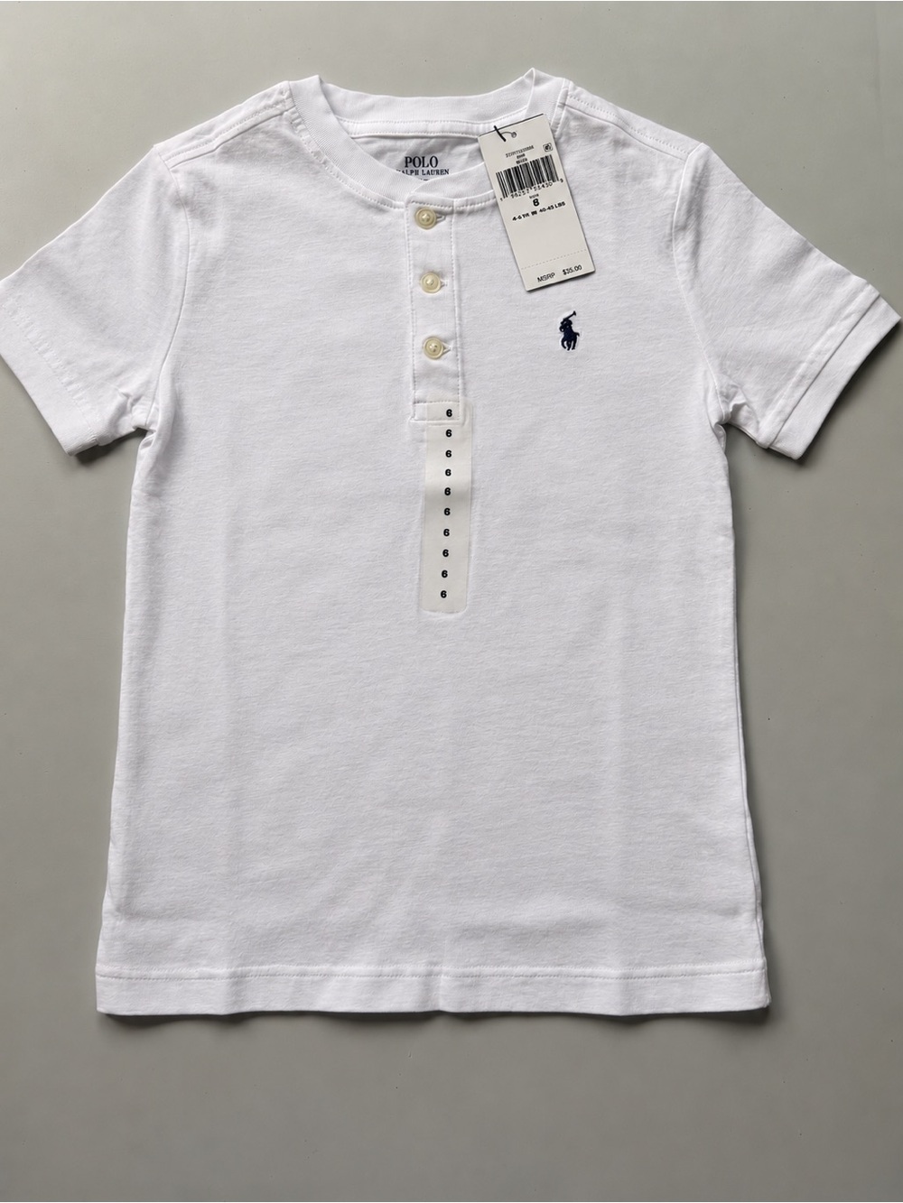Polo by Ralph Lauren White Short-Sleeve Henley with Navy Pony